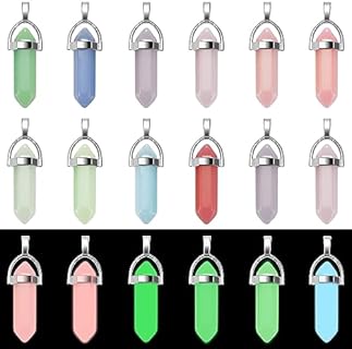 Glow in the Dark Crystal Necklace with Round Clasp, Natural Stones for DIY Jewelry Makers - Hexagonal/Chakra Design