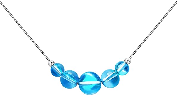 Mermaid Glass Necklace for Women with Glowing Iridescent Beads
