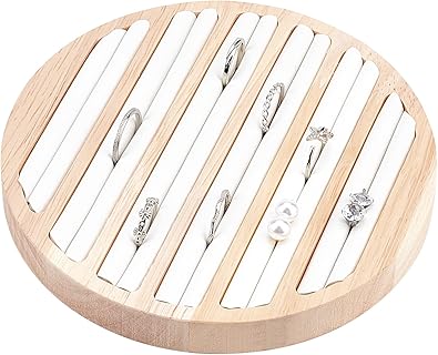 nbeads Plateau en Bois pour Organisateur de Bijoux, 6 Fentes et Simili Cuir Blanc, 14.95x1.7cm, Idéal pour Bagues et Boucles d'Oreilles, pour Filles et Femmes