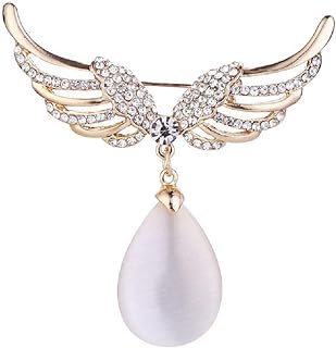 Floral Flower Rhinestone Brooch Pin Wedding Bouquet with Beautiful Created Cat's Eye for Elegant Women