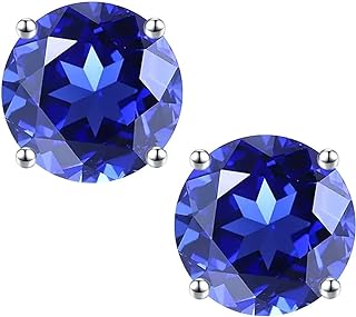 Ursilver Push-Back Stud Earrings with Lab-Created Emerald Gemstones - S925 Sterling Silver Birthstone Jewelry for Women and Girls