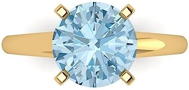 2.5Ct Round Cut Sky Blue Topaz Engagement Ring in 18K Rose Gold, Minimalistic Solitaire Design for Brides with Graceful Taste