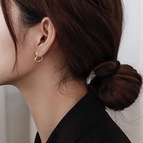 925 Sterling Silver 1.6CM Heart Hoop Earrings for Women Teen Girls Minimalist Hoop Earrings Sweet Love Heart Earrings Drop