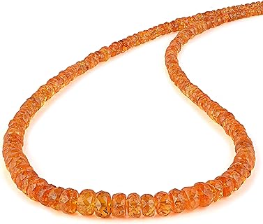 AAA Songea Orange Sapphire Necklace, 18inch Faceted Rondelle Beads Sapphire Necklace, Sapphire Necklace, Natural Gemstone Necklace