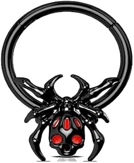 16G Red Spider Design Lip Ring in Stainless Steel for Septum, Helix, Tragus Piercing - Versatile, Stylish, Hypoallergenic Body Jewelry