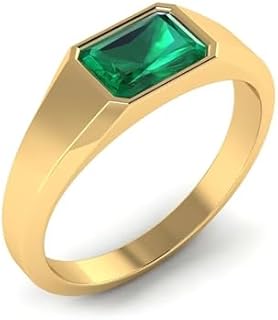 Men's Solid Gold Emerald Wedding Ring - 10K/14K/18K Gold - Elegant Engagement Ring with Lab-Created Emerald - Perfect Gift for Birthdays, Anniversaries, Christmas, Father's Day