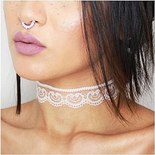 Vintage Lace Choker Necklace White Tattoo Collar Necklace Gothic Hollow Lace Choker Necklace Lolita Short Clavicle Necklace Jewelry for Women and Girl