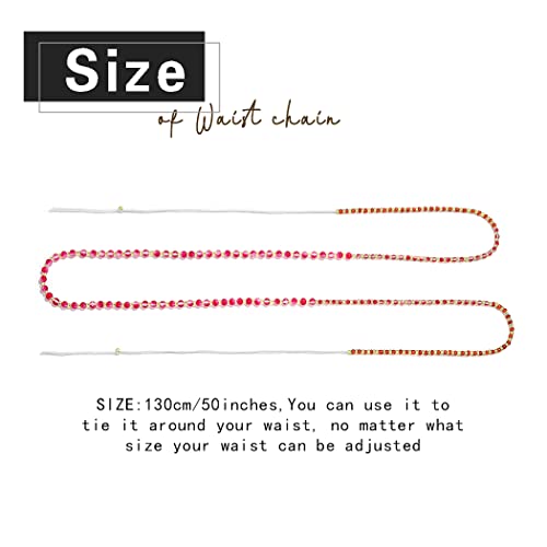 ELABEST Afrcian Waist Beads Tie on Beaded Waist Chain No Stretch Belly Beads Body Chain Jewelry for Women and Girls