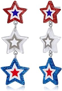 MUYAN American Flag Star Dangle Earrings 4th of July Earrings for Women Patriotic Acrylic Star Earrings Holiday Earrings Gifts