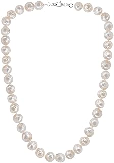 Savlano 8.5-9.5MM Cultured Freshwater Baroque Natural White Pearl Bead Necklace 19-inch, For Women & Girls Comes with Gift Box