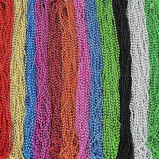 288 Pcs Mardi Gras Beads Necklaces 33 Inch 5 mm Multi Colors Bead Necklace Mardi Gras Outfit for Women Men Kids, Metallic Holiday Beaded Necklace Party Favor for Mardi Gras Party, Carnival Decoration