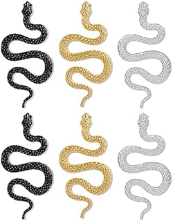 3 Pairs Snake Earrings Set Gold Sliver Black Punk Gothic Snake Earrings Long Dangle Serpent Earrings Curved Snake Shaped Ear Studs Snake Accessories Snake Jewelry for Women