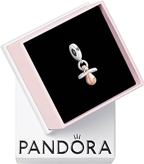 Pandora Baby Pacifier Dangle Charm Bracelet with Sterling Silver Chain and Cubic Zirconia for Moms - Rose Design