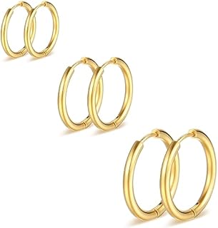 Trendy Small Silver Gold Huggie Hoop Earrings Set for Women, 14K Real Gold Plated Hypoallergenic Lightweight Ear Cuff for Girls Cartilage Piercings Jewelry for Women Gifts(3 Pair)