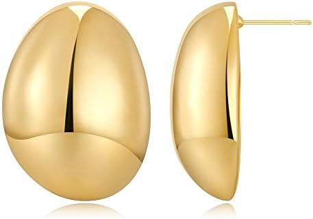 Gold Silver Big Oval Dome Circle Square Ball Wide Hoop Earrings Geometry Statement Earrings for Women Girls