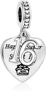 MiiFort Women Girls Sister Daughter Granddaughter Birthday Number 12 16 18 21 Love Heart Dangle Charm for Bracelets Birthday Cake