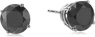Vir Jewels 1.50 cttw Black Diamond Stud Earrings 14K White Gold Round Push Backs 4 Prong Basket
