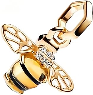 ZURWTCH Gold Bee Sparkling Dangle Charm Fit Women Bracelet Necklaces Fashion Gifts 925 Sterling Silver DIY Jewelry