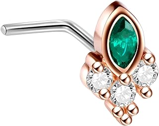 Excepro 1PC L Shaped 316L Surgical Stainless Steel Nose Studs Multicolor Star Cubic Zirconia Cartilage Studs Nose Rings