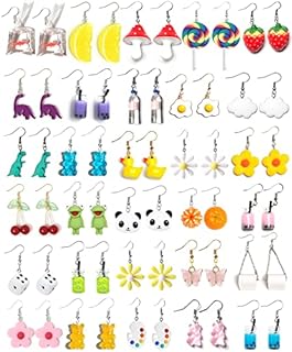 Cute & Playful 30-Pair Dangle Earrings Set with French Wire Back, Perfect for Women and Girls