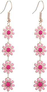 Daisy Earrings Flower Earrings Sunflower Floral Earrings Summer Spring Holiday Long Dangle Drop Earrings