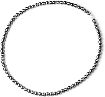 Buckle Clasp Hematite Bead Necklace on Rope Chain for Unisex - Healing Energy Bronze Jewelry