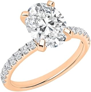 IGI Certified 2.00-3.00 Carat Center Oval & Side Round Lab Grown White Diamond Classic Solitaire Engagement Ring for Women in 10K Solid Gold