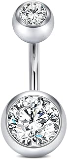 QWALIT Sterling Silver Belly Button Ring Sterling Silver Belly Rings Short Bar Belly Button Piercing Sterling Silver 925 Navel Ring Belly Jewelry 6mm 8mm