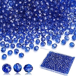 Sapphire Bead Necklace in Acrylic with Round Design for Crafts - BONNY BOXX 2000pcs 4mm Faceted Crystal Beads