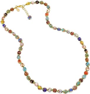 Glass Of Venice Murano Glass Necklace Longer Length - Italian Multicolor Sommerso Sparkling Beads Handmade Blown Glass - Murano Glass Necklaces For Women