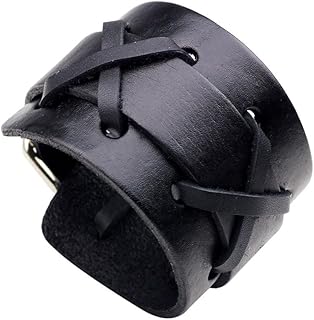 Punk Rock Belt Buckle Wristband Cross Pattern Braided Leather Cuff Bracelet