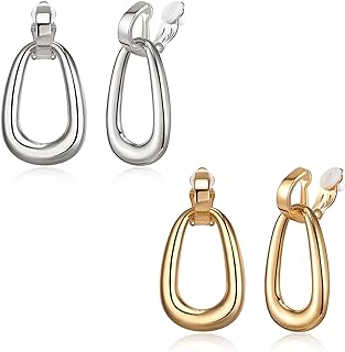2-3 Pairs Clip on Earrings Drop Earrings Set, Matte Gold Earrings Statement Earrings Jewelry Gift for Women
