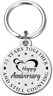 25th Anniversary Love Expression Keychain - Stainless Steel Engraved Gift for Husband/Wife - Imported from China