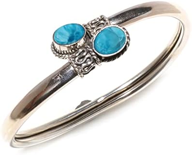 925 Sterling Silver Cuff Bracelets For Women Larimar Gemstone Designer Bracelets Handmade Fashion Jewelry Gifts