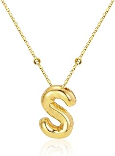C-Link Chain Balloon Initial Pendant Necklace in Gold-Plated Brass for Women - Dainty Alphabet Letter Jewelry Gift