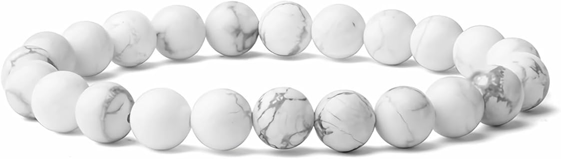 8mm Natural White Turquoise Elastic Bracelet Yoga Beads Bracelet Men Women Bracelet