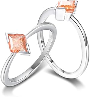 1.3 Carat Sunstone Feldspar Engagement Ring in Platinum-Plated Silver, Size 4 for Women, Perfect Gift for Mom or Brides