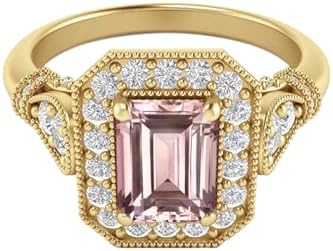 10K 14K 18K Gold 1 Carat Gemstone Engagement Ring Vintage Emerald Cut Gemstone Ring for Women Gift for Birthday Anniversary Christmas Mothers Day