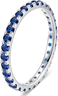 2mm/2.5mm Cubic Zirconia/Emerald/Sapphire Eternity Rings for Women Vintage Stackable Engagement Ring Cubic Zirconia Wedding Band Size 5-9