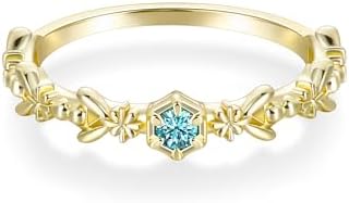 Golden Eternity Engagement Ring with Topaz Accents for Women - Stackable Design, Versatile Size 4-10