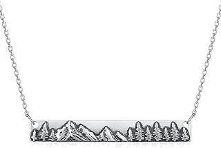 Box Clasp Sterling Silver Mountain Pendant Necklace with Rolo Chain - Ideal Gift for Women and Girls, Nature-Inspired Design