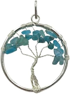 Silver Clasp Apatite Gemstone Tree of Life Necklace in Various Designs, Sized for All, Ideal for Self-Expression and Growth