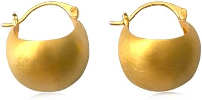 Brushed Basket Hoop Earrings,Matte Gold Hoop Earrings,18K Gold Plated,Brushed Gold Drop Earrings for Women,Gold Brushed Ball Oval Earrings,Minimalist Fashion Classic Trendy Jewelry Gift