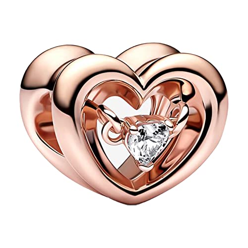 925 Sterling Silver Christmas Charms with Cubic Zirconia for Women, Heart-Shaped Cartoon Animals Design, Perfect for Bracelets and Necklaces, Mother's Day, Birthday, Christmas Gifts