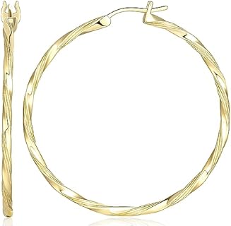 14K Gold Filigree Hoop Earrings for Women with Push Back Closure, Twisted Design, Luxurious and Elegant, Size 40mm