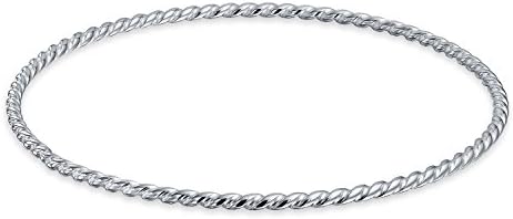 .925 Sterling Silver No-Clasp Twisted Bangle Bracelet for Women and Girlfriend, Contemporary Braided Woven Design