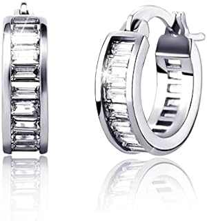 Iced Out Hoop Huggie Earrings 14K Gold Cubic Zirconia Cute Small Round Hoop Huggie Cartilage Hypoallergenic Earrings For Women Men