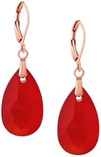 Sacina Stainless Steel Red Glass Hoop Earrings for Women with Teardrop Design - Vintage Boho Hippie Style Jewelry