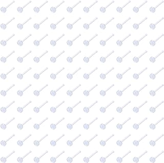 SCERRING Clear Nose Ring Retainer Acrylic Bioflex Bone Nose Rings Studs Retainer Piercing Jewelry Flat Top 2mm 22G 20G 18G 100PCS