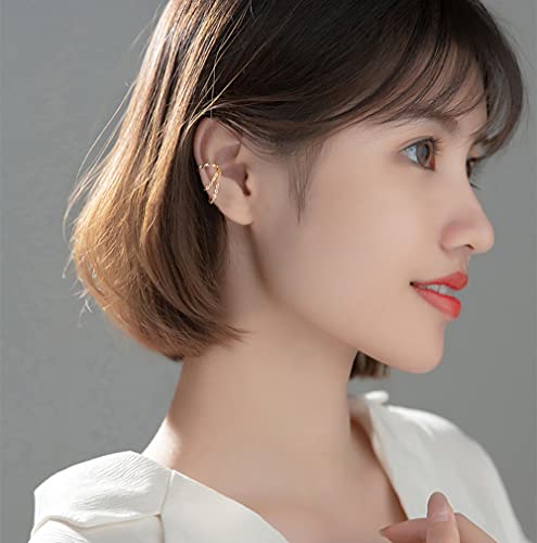 Solid 925 Sterling Silver Cuff Earrings Chain Cartilage Wraps for Women Girls Minimalist Cuff Earrings No Piercing